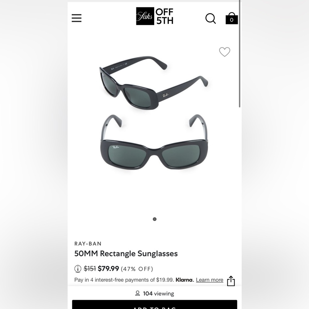 RAY-BAN 50MM Rectangle Sunglasses Women’s